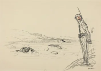 A lo largo del Marne, probablemente 1918 (lápiz sobre papel)