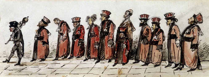 Desfile de doctores, dibujo de Charcot