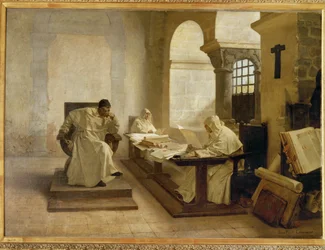 Los hombres de la inquisición (pintura sobre lienzo)