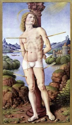 San Sebastián - por Jean Bourdichon, en "The Hours of Anne of Brittany"