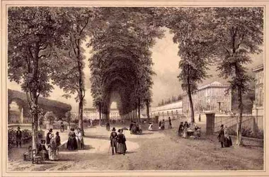 Vista de los Jardins des Plantes, publicado por Auguste Bry (litografía)