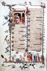 Ms Lat 10483 fol.24v David ante Saúl, del Breviario de Belleville, c.1323-26 (pergamino)