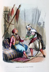 Abdullah recibido en la tienda de Ibrahim Pasha, 1818, c1847