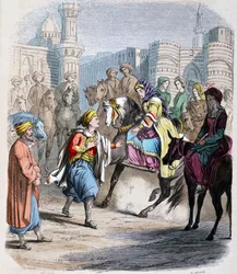 Emina Nosratli attend son fils victorieux Ibrahim Pacha (1789-1848), de retour au Caire apres la campagne arabe en 1818 - Emina El Nosratli (madre de Ibrahim Pasha) espera la entrada victoriosa de su hijo en El Cairo tras su campaña árabe de 1818. Acuarela