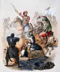 Ibrahim Pachá (1789-1848) en el campo de batalla, durante la campaña contra los wahabíes