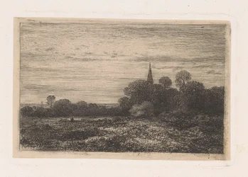 paisaje con torre de la iglesia
