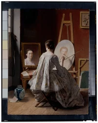 Retrato de una artista pintando su autorretrato