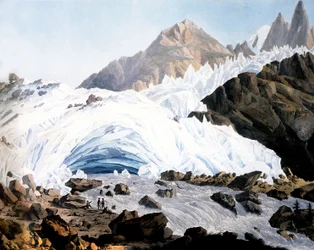 Chamonix: manantial del Arveyron, c. 1800 (grabado)