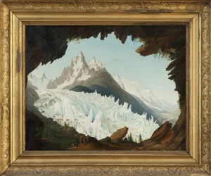 Vista de los Alpes tomada desde la bóveda denominada Chapeau of the Woods Glacier (óleo sobre lienzo)