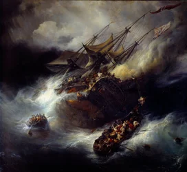 Incendio del Kent. Hundimiento de un barco (1800)