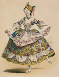 Cortesano vestido con traje rural en fête galante