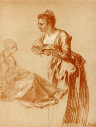 Estudios de figura para una niña de pie y una sentada