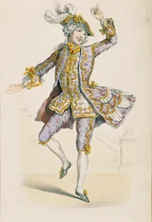 Granjero galante, de dibujo por Jean Antoine Watteau
