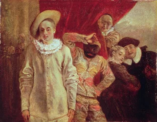 Arlequín, Pierrot y Scapin, actores de la Commedia dell