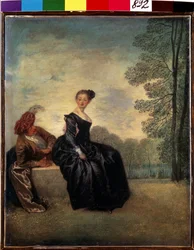 La boudeuse (Una mujer caprichosa). Pintura de Jean Antoine Watteau (1684-1721). Óleo sobre lienzo, 42 x 34 cm