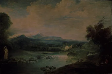 Paisaje con una cascada, ca. 1714
