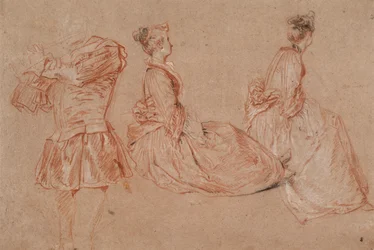 Estudios de un flautista y dos mujeres, 1717