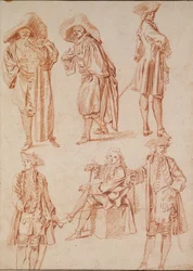 Dos estudios del doctor en la comedia italiana y cuatro oficiales