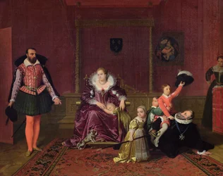 Enrique IV jugando con sus hijos mientras el embajador de España hace su entrada