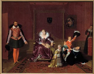 El rey de Francia Enrique IV jugando con sus hijos frente al embajador español