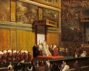 El papa Pío VII en la Capilla Sixtina, 1814