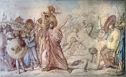 Rómulo lleva al Templo de Júpiter (Zeus) las armas de Acron que acaba de vencer - Pintura de Jean Auguste Dominique Ingres (1780-1867) - París, Ecole des Beaux Arts