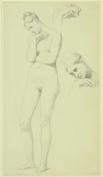 Estudios para la figura de Stratonice, c.1834-40 (lápiz sobre papel)