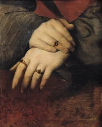 Estudio de las manos de una mujer, después del retrato de Maddalena Doni por Rafael