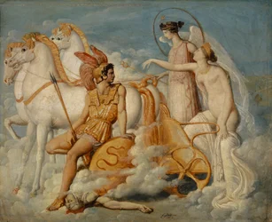 Venus, herida por Diomedes, regresa al Olimpo