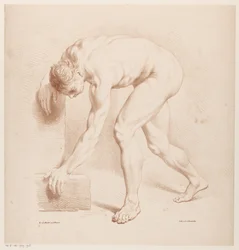 Hombre desnudo doblado