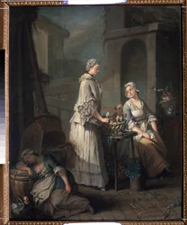 ""La niña de las flores"" (Una niña de las flores) Pintura de Jean-Baptiste (Jean Baptiste) Charpentier (1728-1806) 1795-1799 Museo Pushkin, Moscú
