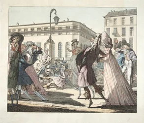 Le Petit Coblentz, Boulevard de Grand sous le Directoire, grabado por Eugene Loizelet, pub. 1978 (grabado a mano)