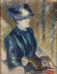 Retrato de la esposa del artista, c.1889-90 (pastel sobre papel y tabla de dibujo)