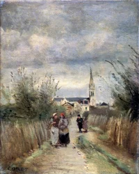 Campanario en Argenteuil Camino a la iglesia, 1870s