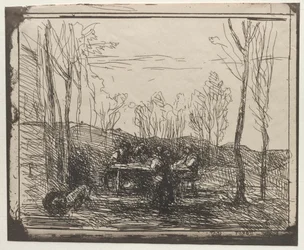Desayuno en un claro, impresión original 1857, impresa en 1921