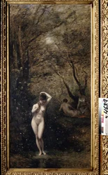 ""Diane au bain"" (Diana bañándose) Pintura de Camille Corot (1796-1875) 1873-1874 Museo Pushkin, Moscú