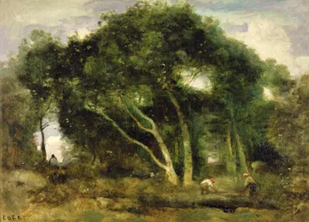 Fontainebleau: Chenes Inclines dans une Eclaircie de Foret, c.1830-40