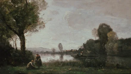 Alemán: Flußlandschaft (Die Seine bei Chatou) Paisaje del Sena cerca de Chatou