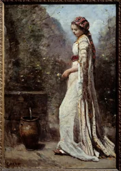 Niña griega en la fuente. Pintura de Camille Corot (1796-1875)