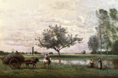 Carro de heno junto a un río