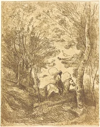 Jinete en el bosque, gran placa (Le Grand Cavalier sous bois)