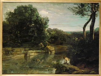 Impresiones italianas o Paisaje italiano (pintura sobre lienzo)