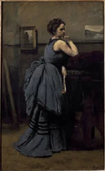 Dama de azul (óleo sobre lienzo)