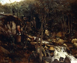 Lormes - Un Torrente con un Campesino de Pie, Hilando Lana, 1842