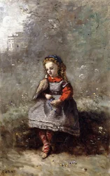 Mlle. Leotine Desavary sosteniendo una paloma, 1872