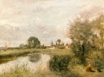 Vista de Arleux desde los pantanos de Palluel, 1873
