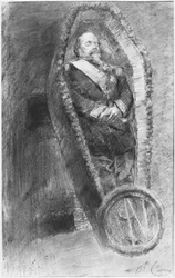 Emperador Napoleón III en su ataúd durante el servicio funerario, celebrado en la iglesia de Chislehurst, Inglaterra, el 13 de enero de 1873