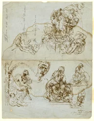 Carta inacabada con estudios para el grupo Ugolino