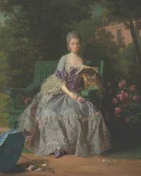 Retrato de María Teresa Luisa de Saboya, princesa de Lamballe (1749-1792), sentada de cuerpo entero, con vestido lila