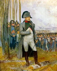 Napoleón I y su estado mayor contemplando a los granaderos de la Guardia Imperial - Pintura a la acuarela y gouache sobre cartón de Édouard Detaille (1848-1912), 1911. Dimensiones 0,73 x 0,54 m - París, Musée de l